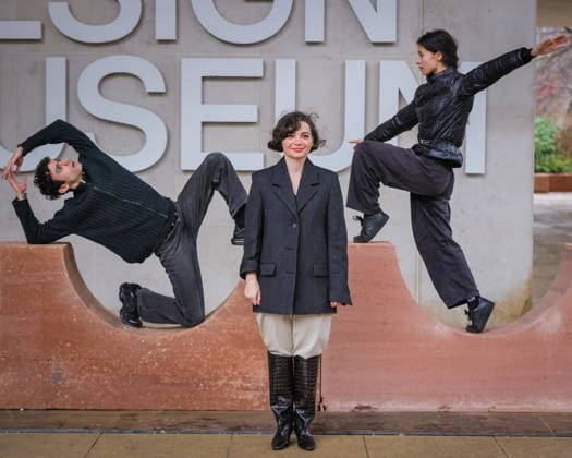 Open Monuments by Melek Zeynep Bulut photocall, new London Design Festival Landmark Project at the Design Museum, London, UK London, UK. 01st Dec, 2025. Artist Melek Zeynep Bulut poses with her work and two dancers. Open Monuments by Melek Zeynep Bulut, is a new public installation and London Design Festival Landmark Project in the courtyard of the Design Museum in Kensington. LDF will present Open Monuments by Melek Zeynep Bulut at the Design Museum from 1 - 14 Dec 2025., Credit:Imageplotter Avalon  Copyright: xImageplotterx xAvalonx 1055819782
