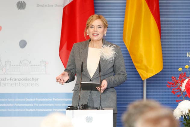 Julia Klöckner at the award ceremony for the French-German Parliamentary Prize 2025 in the Reichstag building Berlin, 01 12 2025 Foto:xAgenturxWehnertx xGränzdörferx xFuturexImagex parlmentspreis_5205