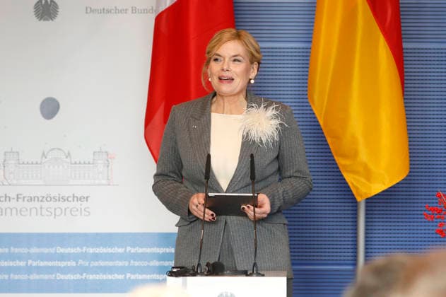 Julia Klöckner at the award ceremony for the French-German Parliamentary Prize 2025 in the Reichstag building Berlin, 01 12 2025 Foto:xAgenturxWehnertx xGränzdörferx xFuturexImagex parlmentspreis_5206