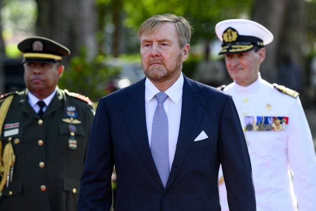 Dutch Royals Visit Suriname - Day 1 Presidential Palace. King Willem-Alexander and Queen Maxima are paying a state visit to the Republic of Suriname at the invitation of President Jennifer Geerlings-Simons. President Simons and her husband will welcome the Royal Couple at the Presidential Palace with an official welcome ceremony, followed by a private chat, on December 1, 2025, in Paramaribo, Suriname. Photo by Patrick van Emst NLBeeld Bruno PRess ABACAPRESS.COM NLBeeld Patrick van Emst Credit: NL Beeld Patrick van Emst Paramaribo Suriname  Copyright: xBrunoxPress ABACAx