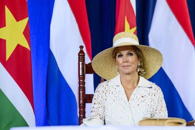 Dutch Royals Visit Suriname - Day 1 Presidential Palace. King Willem-Alexander and Queen Maxima are paying a state visit to the Republic of Suriname at the invitation of President Jennifer Geerlings-Simons. The President and the King will deliver a short press statement, paying particular attention to the broad cooperation between the countries, on December 1, 2025, in Paramaribo, Suriname. Photo by Patrick van Emst NLBeeld Bruno PRess ABACAPRESS.COM NLBeeld Patrick van Emst Credit: NL Beeld Patrick van Emst Paramaribo Suriname  Copyright: xBrunoxPress ABACAx