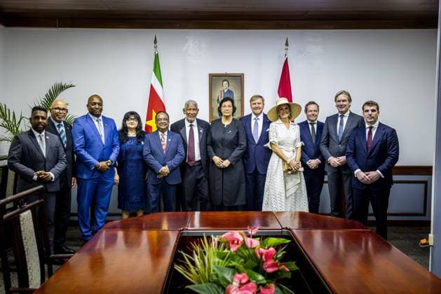 PARAMARIBO King Willem-Alexander and Queen Maxima will be received at the National Assembly (DNA), Suriname s parliament. The royal couple were on a three-day state visit to Suriname at the invitation of President Jennifer Geerlings-Simons. ANP POOL PATRICK VAN KATWIJK netherlands out - belgium out  Copyright: xx x543594679x originalFilename: 543594679.jpg
