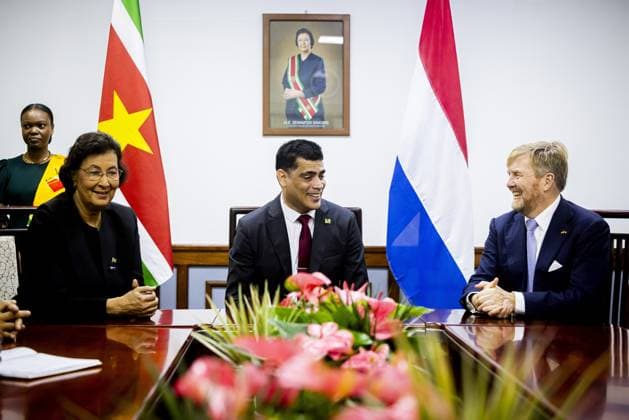 PARAMARIBO King Willem-Alexander and Queen Maxima are being received at the National Assembly (DNA), the parliament of Suriname. The royal couple were on a three-day state visit to Suriname at the invitation of President Jennifer Geerlings-Simons. ANP POOL PATRICK VAN KATWIJK netherlands out - belgium out  Copyright: xx x543594757x originalFilename: 543594757.jpg