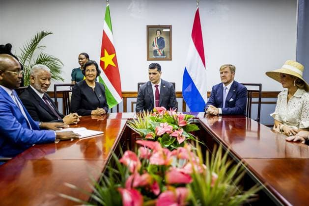 PARAMARIBO King Willem-Alexander and Queen Maxima will be received at the National Assembly (DNA), Suriname s parliament. The royal couple were on a three-day state visit to Suriname at the invitation of President Jennifer Geerlings-Simons. ANP POOL PATRICK VAN KATWIJK netherlands out - belgium out  Copyright: xx x543594777x originalFilename: 543594777.jpg