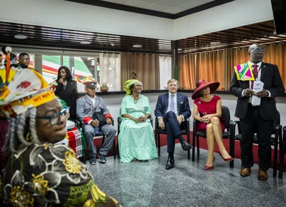 PARAMARIBO King Willem-Alexander and Queen Maxima will speak with representatives of descendants of enslaved people and indigenous communities in Suriname about the past and the future. The royal couple was on a three-day state visit to Suriname at the invitation of President Jennifer Geerlings-Simons. ANP POOL REMKO DE WAAL netherlands out - belgium out  Copyright: xx x543610965x originalFilename: 543610965.jpg