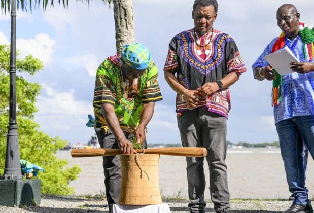Paramaribo, The Netherlands, 2025-12-01 15:33:12 PARAMARIBO, December 1, 2025. King Willem-Alexander and Queen Maxima are paying a state visit to the Republic of Suriname at the invitation of President Jennifer Geerlings-Simons. King Willem-Alexander and Queen Maxima will speak with representatives of descendants of enslaved people and indigenous communities in Suriname about the past and the future. PHOTO: NLBeeld Patrick van Emst Credit: NL Beeld Patrick van Emst  Copyright: xx x