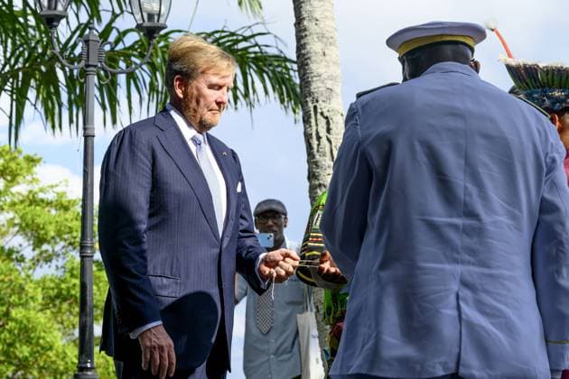 Paramaribo, The Netherlands, 2025-12-01 15:34:53 PARAMARIBO, December 1, 2025. King Willem-Alexander and Queen Maxima are paying a state visit to the Republic of Suriname at the invitation of President Jennifer Geerlings-Simons. King Willem-Alexander and Queen Maxima will speak with representatives of descendants of enslaved people and indigenous communities in Suriname about the past and the future. PHOTO: NLBeeld Patrick van Emst Credit: NL Beeld Patrick van Emst  Copyright: xx x