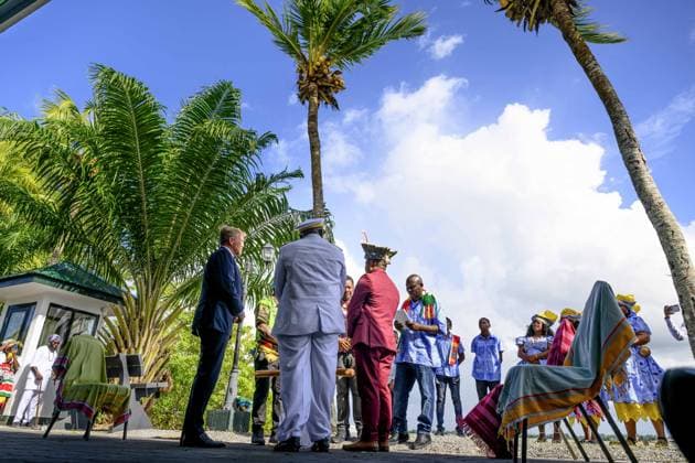 Paramaribo, The Netherlands, 2025-12-01 15:35:55 PARAMARIBO, December 1, 2025. King Willem-Alexander and Queen Maxima are paying a state visit to the Republic of Suriname at the invitation of President Jennifer Geerlings-Simons. King Willem-Alexander and Queen Maxima will speak with representatives of descendants of enslaved people and indigenous communities in Suriname about the past and the future. PHOTO: NLBeeld Patrick van Emst Credit: NL Beeld Patrick van Emst  Copyright: xx x