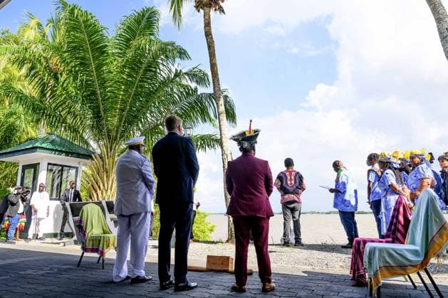 Paramaribo, The Netherlands, 2025-12-01 15:39:45 PARAMARIBO, December 1, 2025. King Willem-Alexander and Queen Maxima are paying a state visit to the Republic of Suriname at the invitation of President Jennifer Geerlings-Simons. King Willem-Alexander and Queen Maxima will speak with representatives of descendants of enslaved people and indigenous communities in Suriname about the past and the future. PHOTO: NLBeeld Patrick van Emst Credit: NL Beeld Patrick van Emst  Copyright: xx x