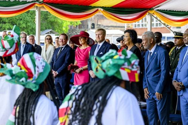 Paramaribo, The Netherlands, 2025-12-01 15:12:16 PARAMARIBO, December 1, 2025. King Willem-Alexander and Queen Maxima are paying a state visit to the Republic of Suriname at the invitation of President Jennifer Geerlings-Simons. King Willem-Alexander and Queen Maxima will speak with representatives of descendants of enslaved people and indigenous communities in Suriname about the past and the future. PHOTO: NLBeeld Patrick van Emst Credit: NL Beeld Patrick van Emst  Copyright: xx x