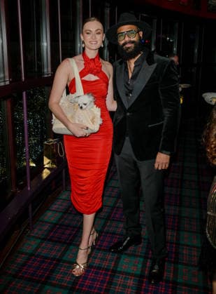 Boisdale Cigar Awards 2025, Boisdale of Canary Wharf, London 01-12-2025 David Haye and Sian Osborne with their pet Chihuahua seen at the Boisdale Cigar Awards 2025, Boisdale of Canary Wharf, London 01-12-2025, Credit:Jules Annan Avalon  Copyright: xJulesxAnnanx xAvalonx 1055877127