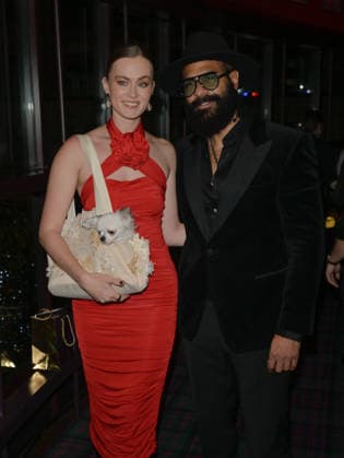 Boisdale Cigar Awards 2025, Boisdale of Canary Wharf, London 01-12-2025 David Haye and Sian Osborne with their pet Chihuahua seen at the Boisdale Cigar Awards 2025, Boisdale of Canary Wharf, London 01-12-2025, Credit:Jules Annan Avalon  Copyright: xJulesxAnnanx xAvalonx 1055877146