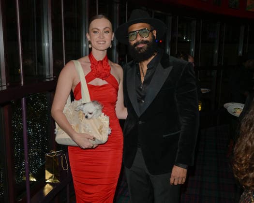 Boisdale Cigar Awards 2025, Boisdale of Canary Wharf, London 01-12-2025 David Haye and Sian Osborne with their pet Chihuahua seen at the Boisdale Cigar Awards 2025, Boisdale of Canary Wharf, London 01-12-2025, Credit:Jules Annan Avalon  Copyright: xJulesxAnnanx xAvalonx 1055877193