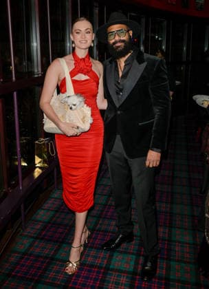 Boisdale Cigar Awards 2025, Boisdale of Canary Wharf, London 01-12-2025 David Haye and Sian Osborne with their pet Chihuahua seen at the Boisdale Cigar Awards 2025, Boisdale of Canary Wharf, London 01-12-2025, Credit:Jules Annan Avalon  Copyright: xJulesxAnnanx xAvalonx 1055877210