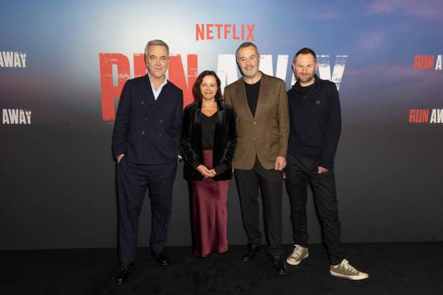 December 1, 2025, London, United Kingdom: (L-R), James Nesbitt, Nicola Shindler, Richard Fee and Danny Brocklehurst attend Harlan Coben™s Run Away launch event, at the BFI Southbank in London. London United Kingdom - ZUMAs197 20251201_aaa_s197_178 Copyright: xPhilxLewisx