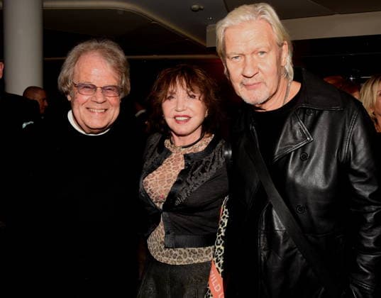 Holm Dressler Producer Director Dunja Siegel Johnny Logan Saenger Muenchen 01 12 2025 Hotel Vierjahreszeiten Kempinski Book Presentation by Fritz Egner Presenter My Life Between Rhythm and Blues in Munich Photo Muenchen