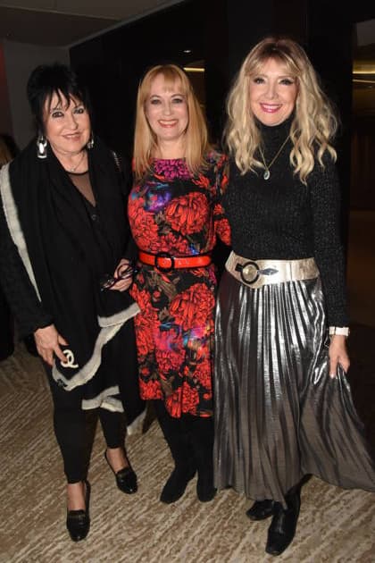 Ursula Ackermann Kaefer widow Sophie Adell actress Cornelia Corba actress singer Munich 01 12 2025 Hotel Vierjahreszeiten Kempinski book presentation by Fritz Egner presenter Mein Leben Zwischen Rhythm und Blues in Muenchen photo Munich