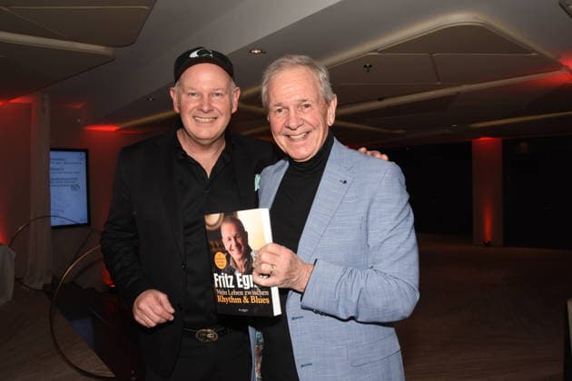 Charlie Glass Pianist Singer Fritz Egner Presenter Author Munich 01 12 2025 Hotel Vierjahreszeiten Kempinski Book Presentation of Fritz Egner Presenter My Life Between Rhythm and Blues in Munich Photo Munich