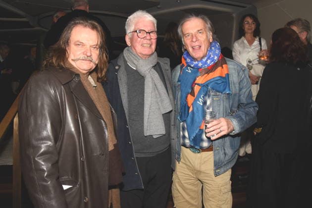 Leslie Mandoki musician music producer Thomas M Thomas Stein music manager Wolfgang Fierek actor singer Muenchen 01 12 2025 Hotel Vierjahreszeiten Kempinski book presentation by Fritz Egner presenter Mein Leben Zwischen Rhythm und Blues in Muenchen photo Muenchen
