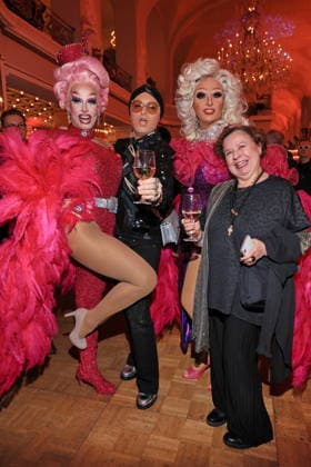 01 12 2025, Ruda Puda, Julian F M Stoeckel, Tatjana De Paris and Franziska Traube on Artists against AIDS The Gala 2025, Stage Theater des Westens, Berlin, Berlin