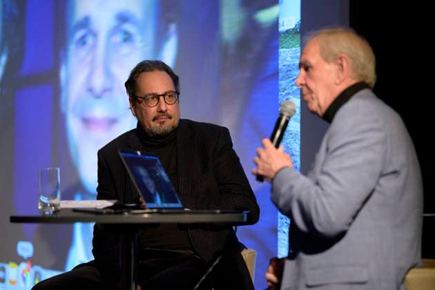 Stage talk moderated by Alex Gernandt Fritz Egner presents his book Mein Leben zwischen Rhythm Blues at the Hotel Vier Jahreszeiten Kempinski, Munich on 1 12 2025