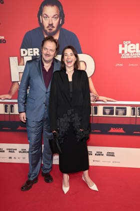 Charly Huebnerand Christiane Paul at the öDer Held vom Bahnhof Friedrichstrasse cinema premiere on 2 12 2025 at the Delphi Filmpalast in Berlin Der Held vom Bahnhof Friedrichstrasse film premiere in Berlin