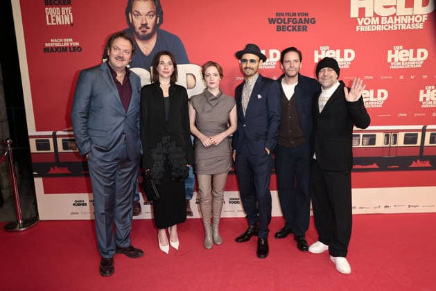 Charly Huebner, Christiane Paul, Leonie Benesch, Leon Ullrich, Daniel Bruehl and Juergen Vogel at the public The Hero of Friedrichstrasse Station cinema premiere on 2 12 2025 at the Delphi Filmpalast in Berlin The Hero of Friedrichstrasse Station film premiere in Berlin