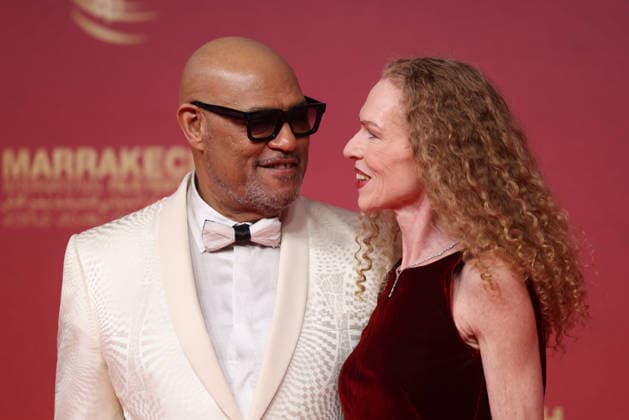 Laurence Fishburne and Bronwyn Dannenfelser attend the red carpet during day Five of the 22nd Marrakech International Film Festival Marrakech, Morocco 01 12 2025 451202 2025 12 02 MARRAKECH Morocco  Copyright: xRomualdxMeigneuxx xStarfacex STAR_451202_126