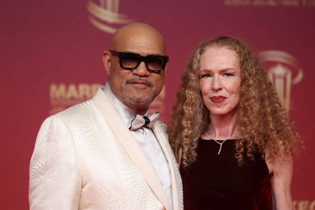 Laurence Fishburne and Bronwyn Dannenfelser attend the red carpet during day Five of the 22nd Marrakech International Film Festival Marrakech, Morocco 01 12 2025 451202 2025 12 02 MARRAKECH Morocco  Copyright: xRomualdxMeigneuxx xStarfacex STAR_451202_128