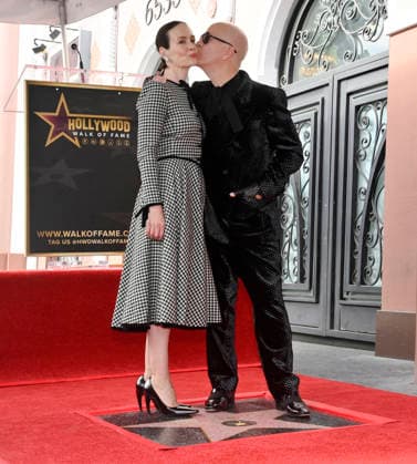 Actress Sarah Paulson (L) is joined by Ryan Murphy during an unveiling ceremony honoring her with the 2,829th star on the Hollywood Walk of Fame in Los Angeles on Tuesday, December 2, 2025.  LAP2025120205 JIMxRUYMEN