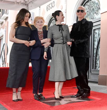 Actress Sarah Paulson (3rd-R) is joined by Amanda Peet, Holland Taylor and Ryan Murphy (L-R) during an unveiling ceremony honoring her with the 2,829th star on the Hollywood Walk of Fame in Los Angeles on Tuesday, December 2, 2025.  LAP2025120203 JIMxRUYMEN
