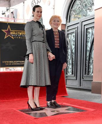 Actress Sarah Paulson (L) is joined by her partner Holland Taylor during an unveiling ceremony honoring her with the 2,829th star on the Hollywood Walk of Fame in Los Angeles on Tuesday, December 2, 2025.  LAP2025120212 JIMxRUYMEN