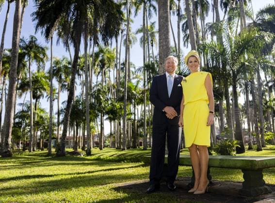 PARAMARIBO - King Willem-Alexander and Queen Maxima pose for the press in a palm grove. The royal couple was on a three-day state visit to Suriname. ANP REMKO DE WAAL netherlands out - belgium out  Copyright: xx x543722000x originalFilename: 543722000.jpg