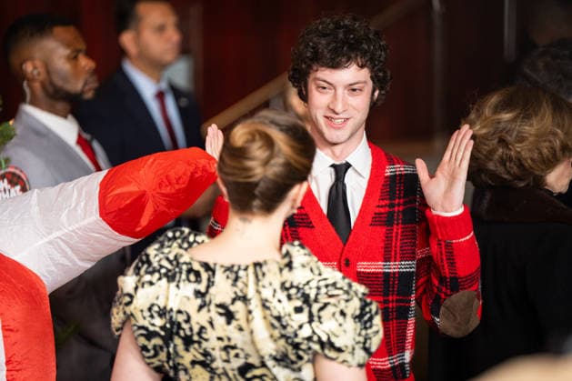 Dominic Sessa arrives for the Oh. What. Fun. movie premiere on Tuesday, Dec. 2, 2025. The movie starring Michelle Pfeiffer will be available for streaming on Amazon Prime starting December 3.  NYP20251202905 ANGELINAxKATSANIS
