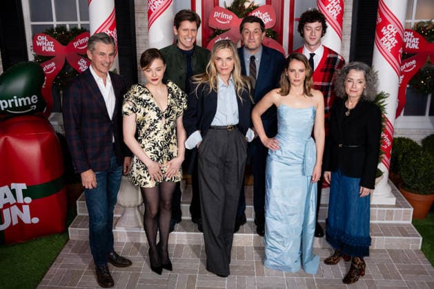 Michelle Pfeiffer and some of the cast and crew of the Oh. What. Fun. movie arrive for the film s premiere on Tuesday, Dec. 2, 2025. The movie will be available for streaming on Amazon Prime starting December 3.  NYP20251202915 ANGELINAxKATSANIS