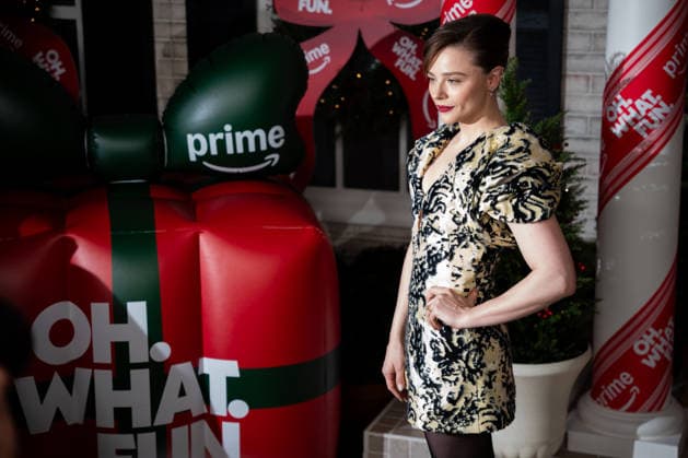 Chloë Grace Moretz arrives for the Oh. What. Fun. movie premiere on Tuesday, Dec. 2, 2025. The movie starring Michelle Pfeiffer will be available for streaming on Amazon Prime starting December 3.  NYP20251202916 ANGELINAxKATSANIS