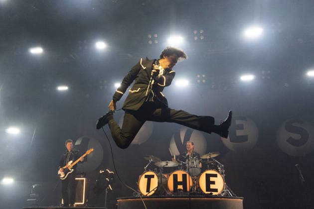 December 2, 2025, Frankfurt, Hesse, Germany: Lead singer Pelle Almqvist of the Swedish garage rock band The Hives performs during their concert in Frankfurt, Germany. Frankfurt Germany - ZUMAb332 20251202_zip_b332_007 Copyright: xMatiasxBasualdox