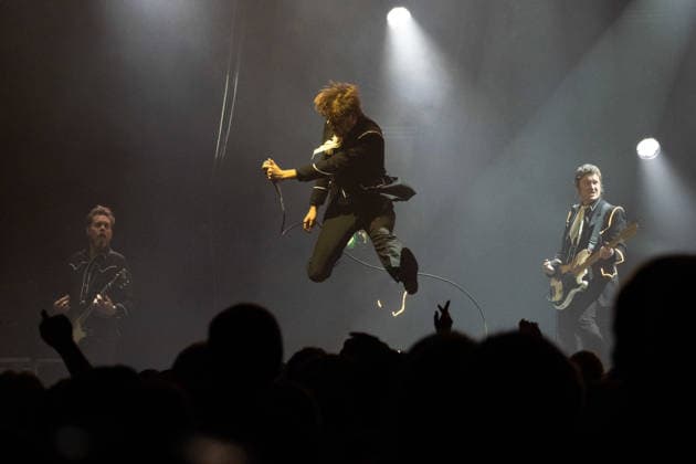 December 2, 2025, Frankfurt, Hesse, Germany: Lead singer Pelle Almqvist of the Swedish garage rock band The Hives performs during their concert in Frankfurt, Germany. Frankfurt Germany - ZUMAb332 20251202_zip_b332_009 Copyright: xMatiasxBasualdox