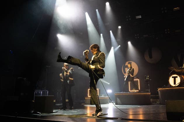 December 2, 2025, Frankfurt, Hesse, Germany: Lead singer Pelle Almqvist of the Swedish garage rock band The Hives performs during their concert in Frankfurt, Germany. Frankfurt Germany - ZUMAb332 20251202_zip_b332_017 Copyright: xMatiasxBasualdox