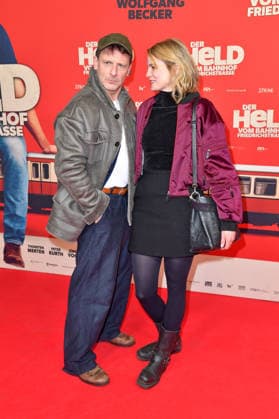 Hendrik Duryn and Rike Schmid at the premiere of DER HELD VOM BAHNHOF FRIEDRICHSTRASSE at the Delphi Filmpalast in Berlin 02 12 2025