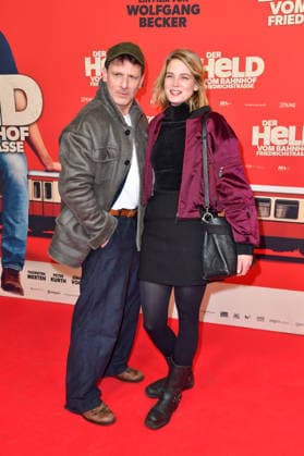 Hendrik Duryn and Rike Schmid at the premiere of DER HELD VOM BAHNHOF FRIEDRICHSTRASSE at the Delphi Filmpalast in Berlin 02 12 2025