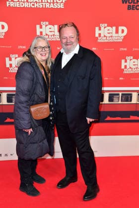 Manuela Stehr and Stefan Arndt at the premiere of DER HELD VOM BAHNHOF FRIEDRICHSTRASSE at the Delphi Filmpalast in Berlin 02 12 2025