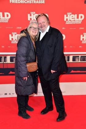 Manuela Stehr and Stefan Arndt at the premiere of DER HELD VOM BAHNHOF FRIEDRICHSTRASSE at the Delphi Filmpalast in Berlin 02 12 2025