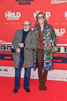Volker Schlöndorff and Cornelia Freifrau von Maltzahn at the premiere of DER HELD VOM BAHNHOF FRIEDRICHSTRASSE at the Delphi Filmpalast in Berlin 02 12 2025