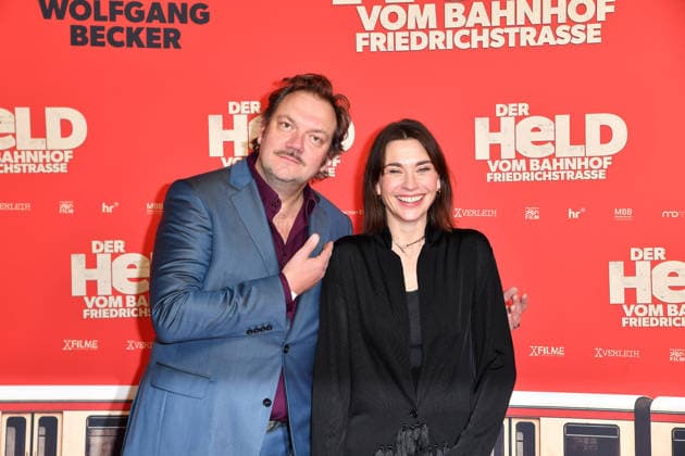 Charly Hübner and Christiane Paul at the premiere of DER HELD VOM BAHNHOF FRIEDRICHSTRASSE at the Delphi Filmpalast in Berlin 02 12 2025