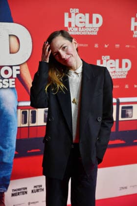 Katharina Schuettler at the premiere of DER HELD VOM BAHNHOF FRIEDRICHSTRASSE at the Delphi Filmpalast in Berlin 02 12 2025