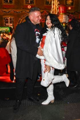 ABBkoeln Iris Klein Katzenberger and Stefan Braun Reality TV couple Christmas dress as guests at Katys X Mas Wonderland Christmas Party at Wolkenburg on 02 12 2025 in Cologne NRW Germany