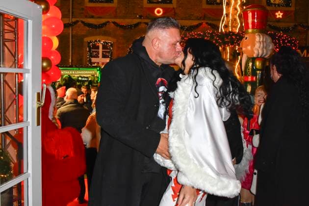 ABBkoeln Iris Klein Katzenberger and Stefan Braun Reality TV couple Christmas dress as guests at Katys X Mas Wonderland Christmas Party at Wolkenburg on 02 12 2025 in Cologne NRW Germany