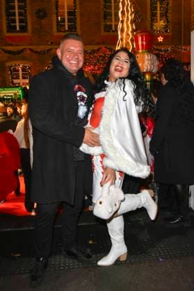 ABBkoeln Iris Klein Katzenberger and Stefan Braun Reality TV couple Christmas dress as guests at Katys X Mas Wonderland Christmas Party at Wolkenburg on 02 12 2025 in Cologne NRW Germany