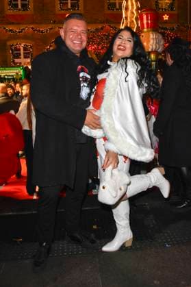 ABBkoeln Iris Klein Katzenberger and Stefan Braun Reality TV couple Christmas dress as guests at Katys X Mas Wonderland Christmas Party at Wolkenburg on 02 12 2025 in Cologne NRW Germany
